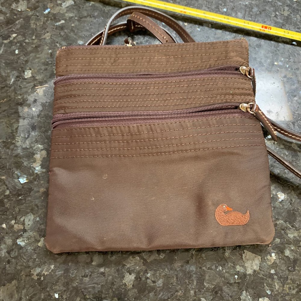 Dooney & Bourke Brown Nylon North South Triple Zip Bag